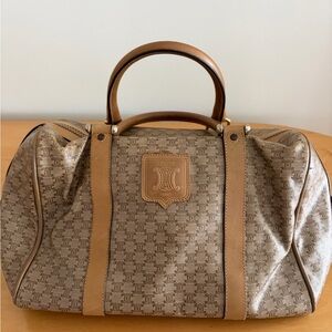 Celine Tan and Brown Monogram Boston bag. 
Has vintage wear. Inside is clean.